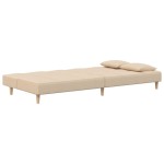 vidaXL Canapea extensibilă cu 2 locuri, 2 perne, crem, textil vidaXL Canapea extensibilă cu 2 locuri, 2 perne, crem, textil