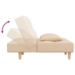 vidaXL Canapea extensibilă cu 2 locuri, 2 perne, crem, textil vidaXL Canapea extensibilă cu 2 locuri, 2 perne, crem, textil