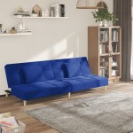 vidaXL Canapea extensibilă cu 2 locuri, 2 perne, albastru, textil vidaXL Canapea extensibilă cu 2 locuri, 2 perne, albastru, textil