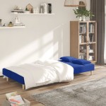 vidaXL Canapea extensibilă cu 2 locuri, 2 perne, albastru, textil vidaXL Canapea extensibilă cu 2 locuri, 2 perne, albastru, textil