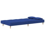 vidaXL Canapea extensibilă cu 2 locuri, 2 perne, albastru, textil vidaXL Canapea extensibilă cu 2 locuri, 2 perne, albastru, textil