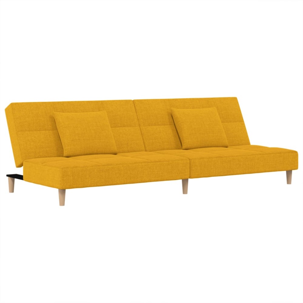 vidaXL Canapea extensibilă cu 2 locuri, 2 perne, galben, textil