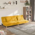 vidaXL Canapea extensibilă cu 2 locuri, 2 perne, galben, textil vidaXL Canapea extensibilă cu 2 locuri, 2 perne, galben, textil