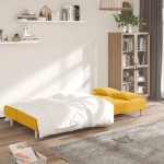 vidaXL Canapea extensibilă cu 2 locuri, 2 perne, galben, textil vidaXL Canapea extensibilă cu 2 locuri, 2 perne, galben, textil