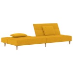 vidaXL Canapea extensibilă cu 2 locuri, 2 perne, galben, textil vidaXL Canapea extensibilă cu 2 locuri, 2 perne, galben, textil