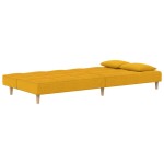 vidaXL Canapea extensibilă cu 2 locuri, 2 perne, galben, textil vidaXL Canapea extensibilă cu 2 locuri, 2 perne, galben, textil