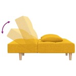 vidaXL Canapea extensibilă cu 2 locuri, 2 perne, galben, textil vidaXL Canapea extensibilă cu 2 locuri, 2 perne, galben, textil