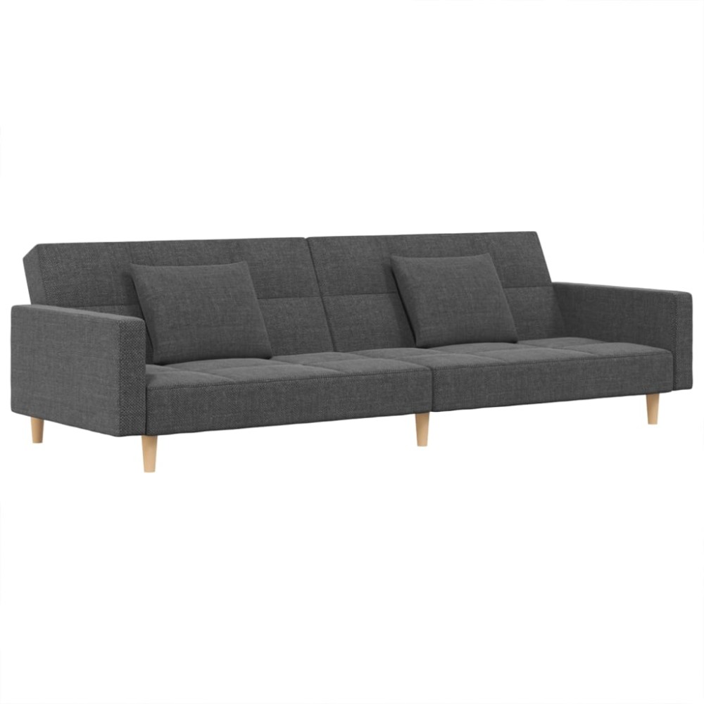 vidaXL Canapea extensibilă cu 2 locuri, 2 perne, gri deschis, textil