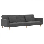 vidaXL Canapea extensibilă cu 2 locuri, 2 perne, gri deschis, textil vidaXL Canapea extensibilă cu 2 locuri, 2 perne, gri deschis, textil