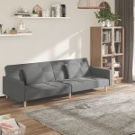 vidaXL Canapea extensibilă cu 2 locuri, 2 perne, gri deschis, textil vidaXL Canapea extensibilă cu 2 locuri, 2 perne, gri deschis, textil