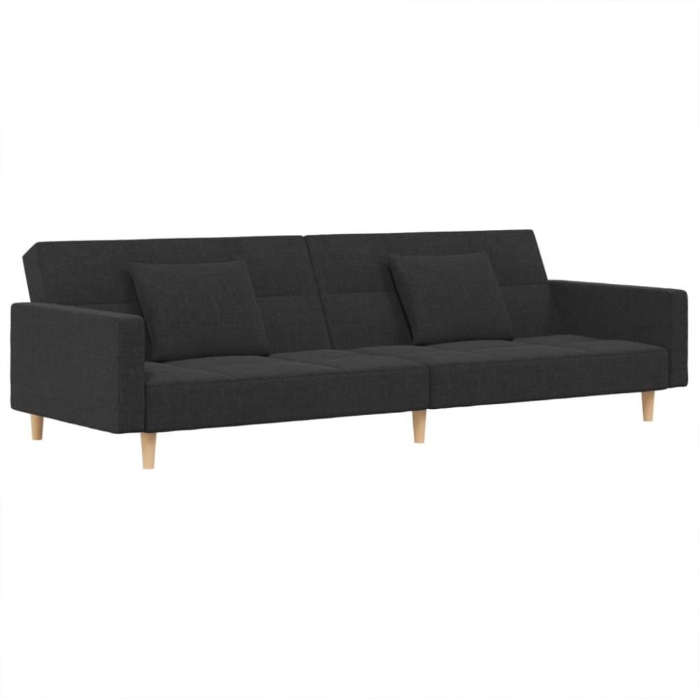 vidaXL Canapea extensibilă cu 2 locuri, 2 perne, gri închis, textil