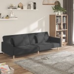 vidaXL Canapea extensibilă cu 2 locuri, 2 perne, gri închis, textil vidaXL Canapea extensibilă cu 2 locuri, 2 perne, gri închis, textil