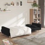 vidaXL Canapea extensibilă cu 2 locuri, 2 perne, negru, textil vidaXL Canapea extensibilă cu 2 locuri, 2 perne, negru, textil