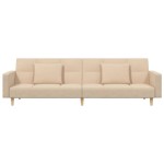 vidaXL Canapea extensibilă cu 2 locuri, 2 perne, crem, textil vidaXL Canapea extensibilă cu 2 locuri, 2 perne, crem, textil