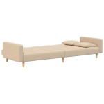 vidaXL Canapea extensibilă cu 2 locuri, 2 perne, crem, textil vidaXL Canapea extensibilă cu 2 locuri, 2 perne, crem, textil