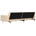 vidaXL Canapea extensibilă cu 2 locuri, 2 perne, crem, textil vidaXL Canapea extensibilă cu 2 locuri, 2 perne, crem, textil