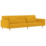 vidaXL Canapea extensibilă cu 2 locuri, 2 perne, galben, textil vidaXL Canapea extensibilă cu 2 locuri, 2 perne, galben, textil