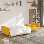 vidaXL Canapea extensibilă cu 2 locuri, 2 perne, galben, textil vidaXL Canapea extensibilă cu 2 locuri, 2 perne, galben, textil