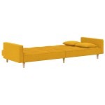 vidaXL Canapea extensibilă cu 2 locuri, 2 perne, galben, textil vidaXL Canapea extensibilă cu 2 locuri, 2 perne, galben, textil