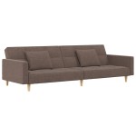 vidaXL Canapea extensibilă cu 2 locuri, 2 perne, gri taupe, textil vidaXL Canapea extensibilă cu 2 locuri, 2 perne, gri taupe, textil