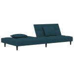 vidaXL Canapea extensibilă cu 2 locuri, 2 perne, albastru, catifea vidaXL Canapea extensibilă cu 2 locuri, 2 perne, albastru, catifea