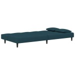 vidaXL Canapea extensibilă cu 2 locuri, 2 perne, albastru, catifea vidaXL Canapea extensibilă cu 2 locuri, 2 perne, albastru, catifea