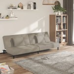 vidaXL Canapea extensibilă cu 2 locuri, 2 perne, gri deschis, catifea vidaXL Canapea extensibilă cu 2 locuri, 2 perne, gri deschis, catifea