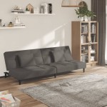 vidaXL Canapea extensibilă cu 2 locuri, 2 perne, gri închis, catifea vidaXL Canapea extensibilă cu 2 locuri, 2 perne, gri închis, catifea