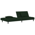 vidaXL Canapea extensibilă cu 2 locuri, 2 perne, verde închis catifea vidaXL Canapea extensibilă cu 2 locuri, 2 perne, verde închis catifea