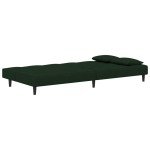vidaXL Canapea extensibilă cu 2 locuri, 2 perne, verde închis catifea vidaXL Canapea extensibilă cu 2 locuri, 2 perne, verde închis catifea