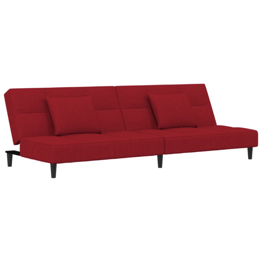 vidaXL Canapea extensibilă cu 2 locuri, 2 perne, roșu vin, catifea