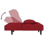 vidaXL Canapea extensibilă cu 2 locuri, 2 perne, roșu vin, catifea
