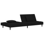 vidaXL Canapea extensibilă cu 2 locuri, 2 perne, negru, catifea vidaXL Canapea extensibilă cu 2 locuri, 2 perne, negru, catifea