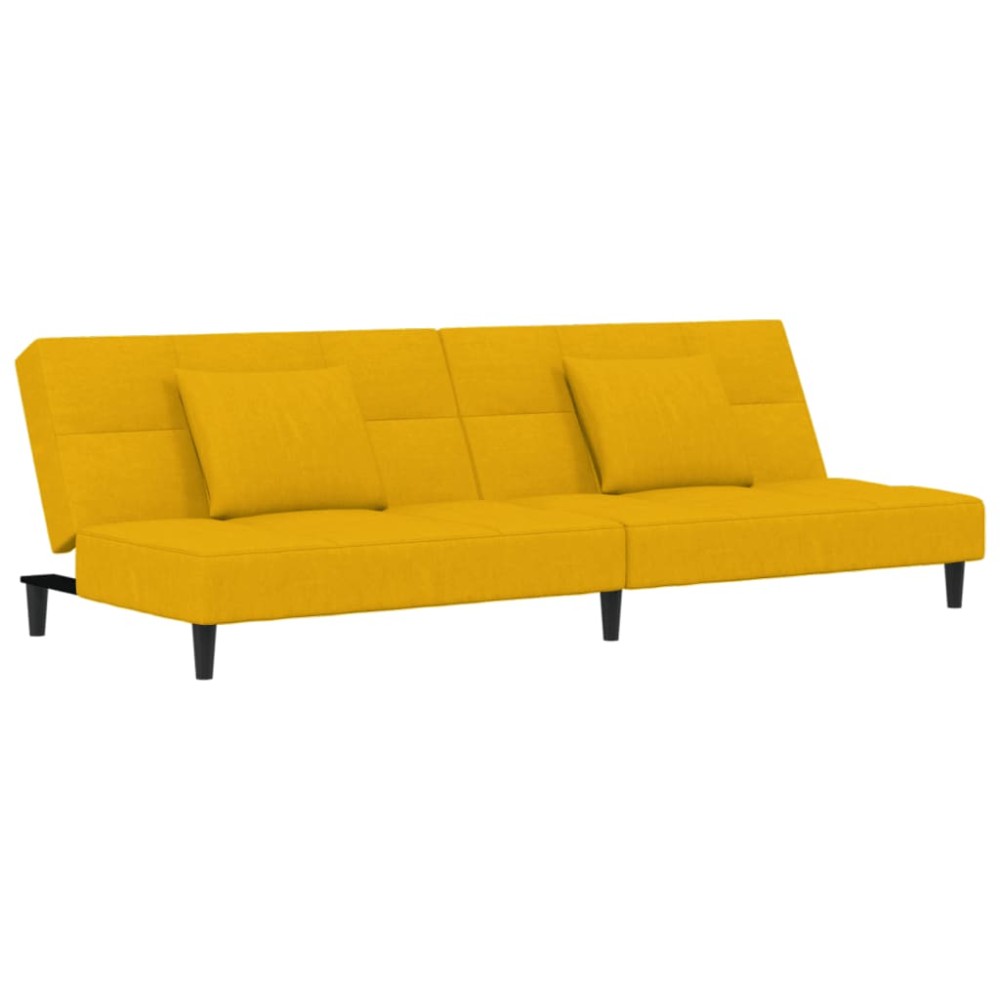 vidaXL Canapea extensibilă cu 2 locuri, 2 perne, galben, catifea