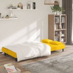 vidaXL Canapea extensibilă cu 2 locuri, 2 perne, galben, catifea vidaXL Canapea extensibilă cu 2 locuri, 2 perne, galben, catifea