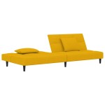 vidaXL Canapea extensibilă cu 2 locuri, 2 perne, galben, catifea vidaXL Canapea extensibilă cu 2 locuri, 2 perne, galben, catifea