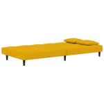 vidaXL Canapea extensibilă cu 2 locuri, 2 perne, galben, catifea vidaXL Canapea extensibilă cu 2 locuri, 2 perne, galben, catifea