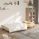 vidaXL Canapea extensibilă cu 2 locuri, 2 perne, crem, catifea vidaXL Canapea extensibilă cu 2 locuri, 2 perne, crem, catifea