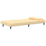 vidaXL Canapea extensibilă cu 2 locuri, 2 perne, crem, catifea vidaXL Canapea extensibilă cu 2 locuri, 2 perne, crem, catifea