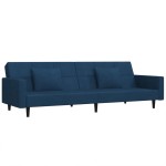 vidaXL Canapea extensibilă cu 2 locuri, 2 perne, albastru, catifea vidaXL Canapea extensibilă cu 2 locuri, 2 perne, albastru, catifea