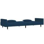 vidaXL Canapea extensibilă cu 2 locuri, 2 perne, albastru, catifea vidaXL Canapea extensibilă cu 2 locuri, 2 perne, albastru, catifea