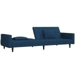 vidaXL Canapea extensibilă cu 2 locuri, 2 perne, albastru, catifea vidaXL Canapea extensibilă cu 2 locuri, 2 perne, albastru, catifea