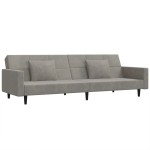 vidaXL Canapea extensibilă cu 2 locuri, 2 perne, gri deschis, catifea vidaXL Canapea extensibilă cu 2 locuri, 2 perne, gri deschis, catifea