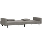 vidaXL Canapea extensibilă cu 2 locuri, 2 perne, gri deschis, catifea vidaXL Canapea extensibilă cu 2 locuri, 2 perne, gri deschis, catifea