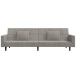 vidaXL Canapea extensibilă cu 2 locuri, 2 perne, gri deschis, catifea vidaXL Canapea extensibilă cu 2 locuri, 2 perne, gri deschis, catifea