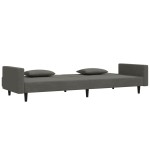 vidaXL Canapea extensibilă cu 2 locuri, 2 perne, gri închis, catifea vidaXL Canapea extensibilă cu 2 locuri, 2 perne, gri închis, catifea
