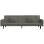 vidaXL Canapea extensibilă cu 2 locuri, 2 perne, gri închis, catifea vidaXL Canapea extensibilă cu 2 locuri, 2 perne, gri închis, catifea