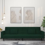 vidaXL Canapea extensibilă cu 2 locuri, 2 perne, verde închis catifea vidaXL Canapea extensibilă cu 2 locuri, 2 perne, verde închis catifea