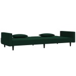 vidaXL Canapea extensibilă cu 2 locuri, 2 perne, verde închis catifea vidaXL Canapea extensibilă cu 2 locuri, 2 perne, verde închis catifea