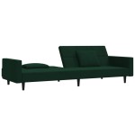 vidaXL Canapea extensibilă cu 2 locuri, 2 perne, verde închis catifea vidaXL Canapea extensibilă cu 2 locuri, 2 perne, verde închis catifea